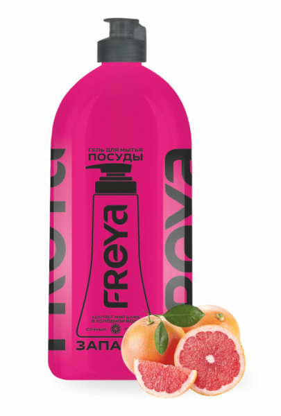 Гель для мытья посуды "Сочный грейпфрут" "Freya ", Запаска, 1000 мл
